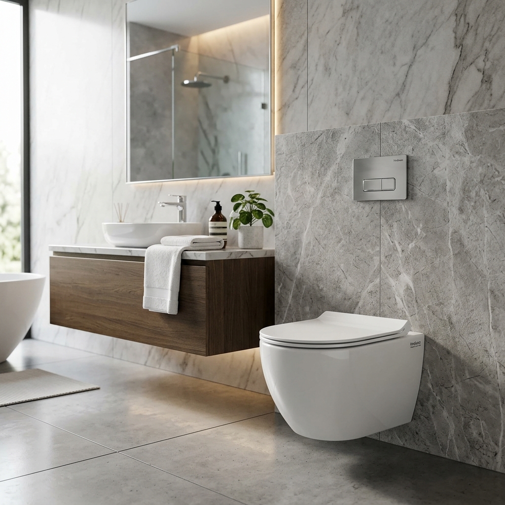 Veil Smart wall hung intelligent toilet with remote and Quiet-Close seat - Luxury Ceramic Water Closet